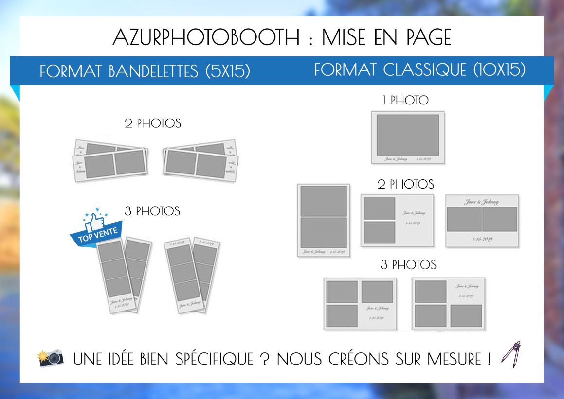 azurphotobooth mise en page layout bandelette et classique